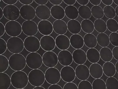 Modern Matte Black Penny Round Mosaic Tiles PBR Seamless Texture