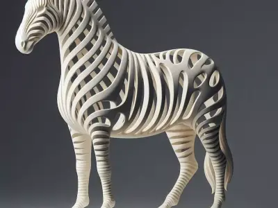 2958  Hollow Zebra with Cutout Stripes  3D Model  3d  stl 3D print model
