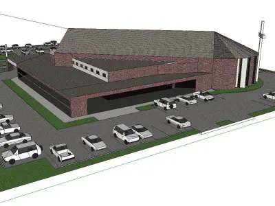 Architecture-Religion-God-Culture-Temple-0278 church with car... 3D model