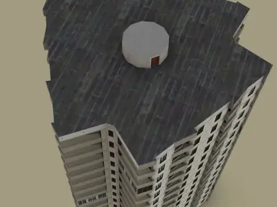 16 storey Soviet building from Armenia Low-poly 3D model