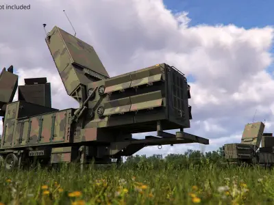  Military Phased Array Radar System Camouflage Paint Rigged for Maya 