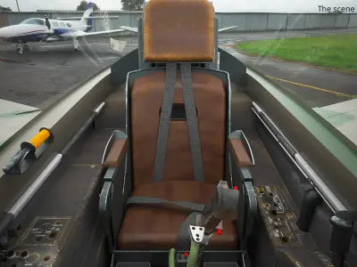  Retro Combat Jet With Front Air Intake Camouflage with Interior Rigged 