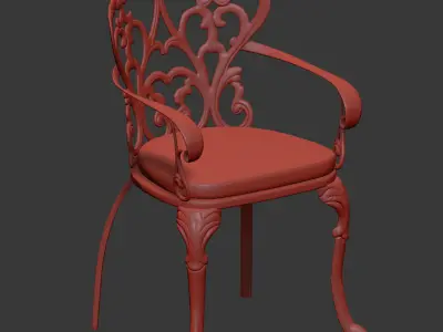 Garden wrought iron chair 3D model