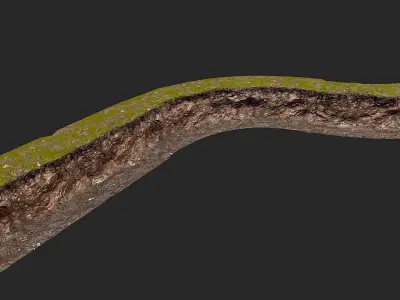 Modular Low Poly PBR Muddy Cliff Low-poly 3D model