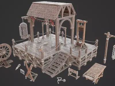 Medieval Punishment and Torture - Props Pack Low-poly 3D model