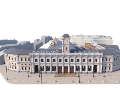 Moscow railway station in Sankt Peterburg 3D model