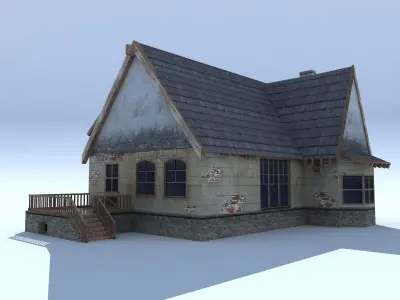 Country Low Poly House 2 Low-poly 3D model