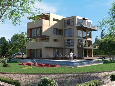 Modern Apartment Landscape Design Realistic Render - 2022 3D model