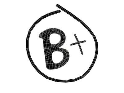 Grade B Plus Symbol v1 001 Low-poly 3D model