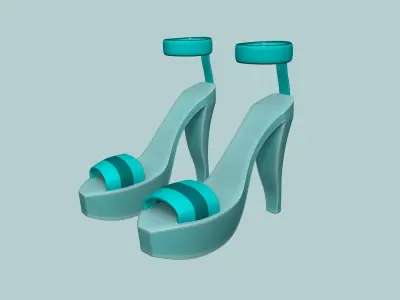 Simple Girl Heels - 05 Color Options - Character Design Low-poly 3D model