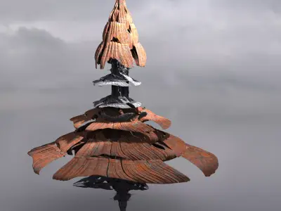 Alien lighthouse mushroom 1  Low-poly 3D model