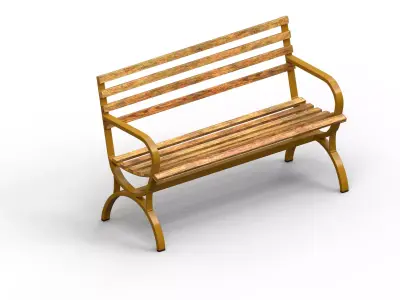 Street Bench Low-poly 3D model
