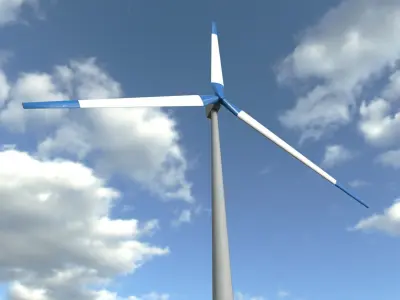 Animated Wind Farm Power Plant Turbine PBR Low-poly 3D model