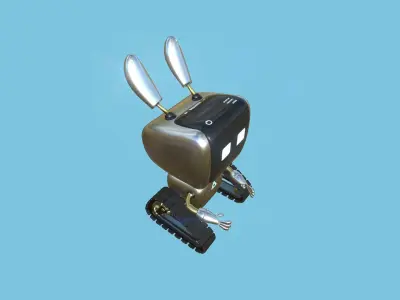 Cute Robot 05 Aluminum - Character SciFi Design Low-poly 3D model