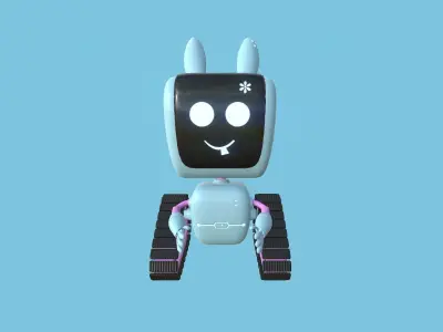 Cute Robot 06 Pink Blue - Character Design Fashion Low-poly 3D model