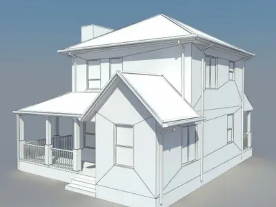 house 3D Model with porch 3D model