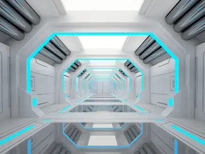 SCI FI INTERIOR SCENE SPACE SHIP Low-poly 3D model