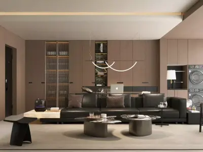 Italian - style living and dining room 3D model purchase