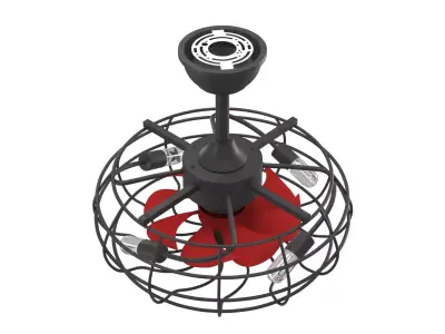 Farmhouse Ceiling Fan with Light 3D Model 3D model