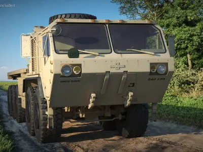  Oshkosh Military Flatbed PLS Truck Sand Simplified 