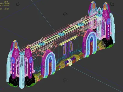 Space Station - City Wall 03 3D model