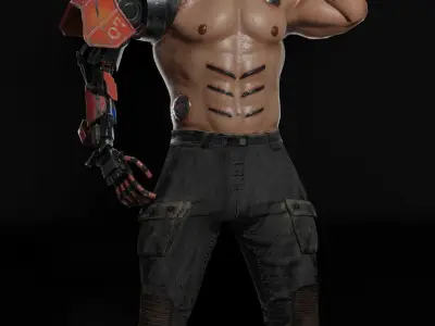 Cyborg character Low-poly 3D model