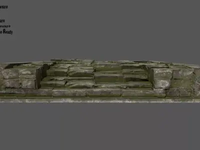 Stairs stone wall Low-poly 3D model purchase