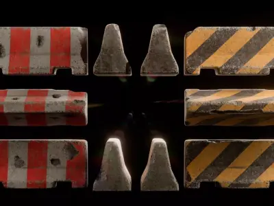 Weathered Concrete Barriers Free low-poly 3D model