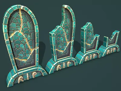 Fantasy gravestone rounded Low-poly 3D model