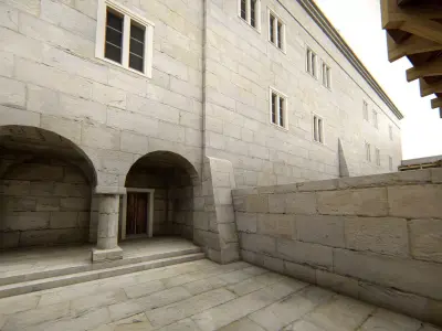 Medieval Hill Fortress European Stone Castle Complex  Low-poly 3D model