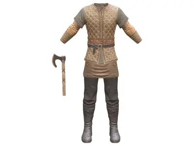 Full Viking Medieval Male Outfit Costume Wear Low-poly 3D model