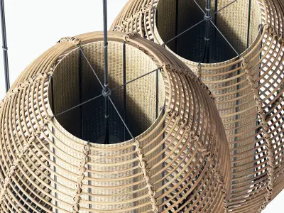 Lamp wicker branch rattan Barrel 3D model