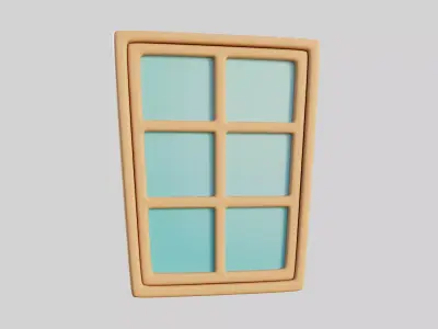 Cartoon Window 2b Low-poly 3D model