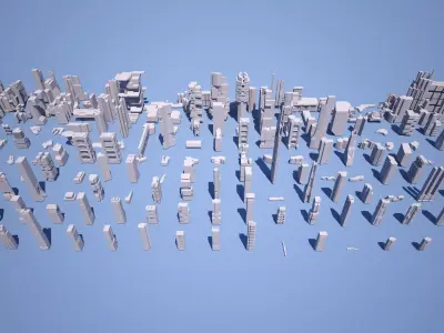 futuristic architecture set 21 - 360 items 3D model