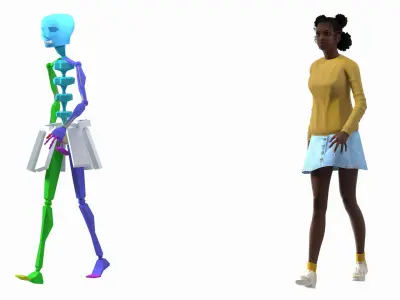 Street Style Black Teenage Girl Rigged 3D model