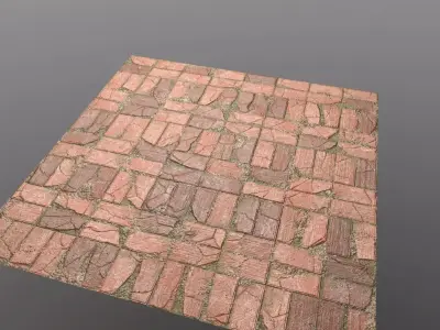 Pavers brick floor Low-poly 3D model