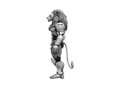 Lion Cyborg Low-poly 3D model