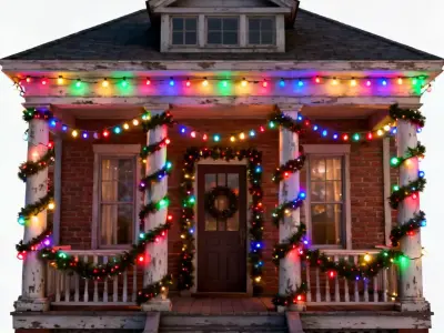 Realistic Festive Front Porch House 3D Model 3D Model Low-poly 3D model