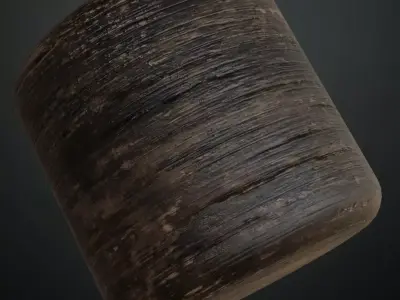 Scratched Dark Wood Plank PBR Seamless Texture