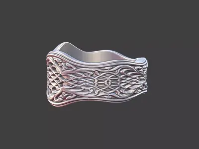 Japanese Pattern Ring Silver Jewelry 3D Model 3D print model