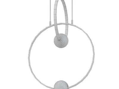 LUANA gold pendant light with two glass balls hanging from it 3D model