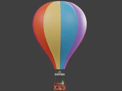 Hot Air Balloon Low-poly 3D model
