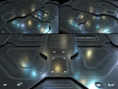 Scifi Floor Set Low-poly 3D model