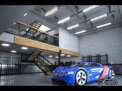Garage 01 and Renault Alpine concept 3D model