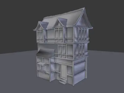 Medieval Town House Low-poly 3D model shop