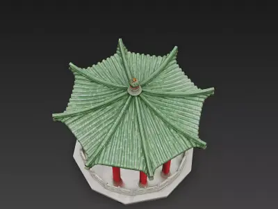 Traditional Chinese Hexagonal Garden Pavilion 3D Model Low-poly 3D model