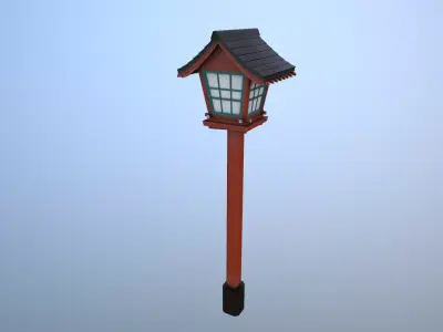 Red japanese lantern Low-poly 3D model