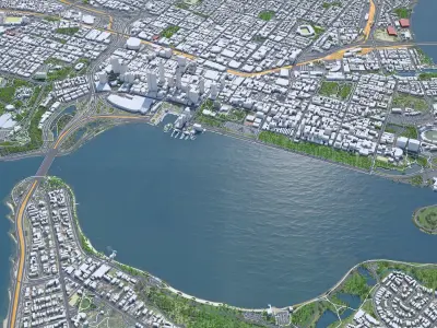 Perth Downtown Australia Low-poly 3D model