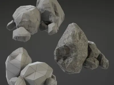 Stone Middle Small Low-poly 3D model