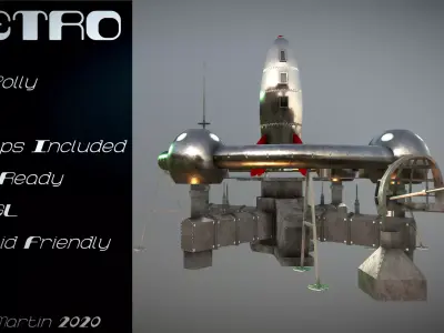 Retro Sci-Fi Moonbase Low-poly 3D model